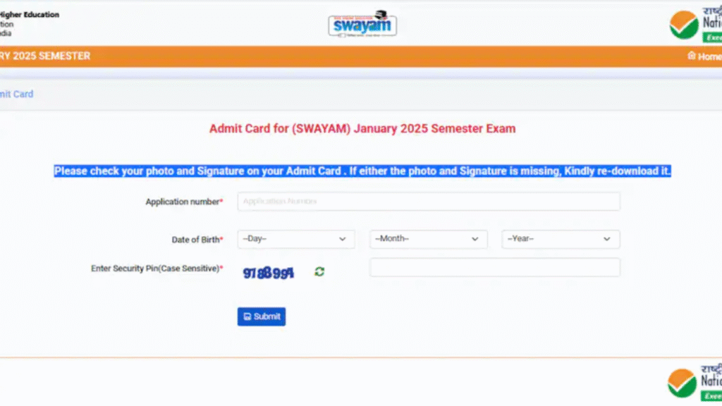 SWAYAM January Admit Card 2025 Released